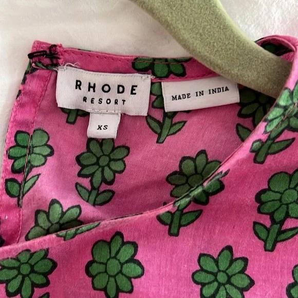 Rhode Ella Pink Dress with green flowers.  Size Worn once! Size XS - Picture 4 of 5